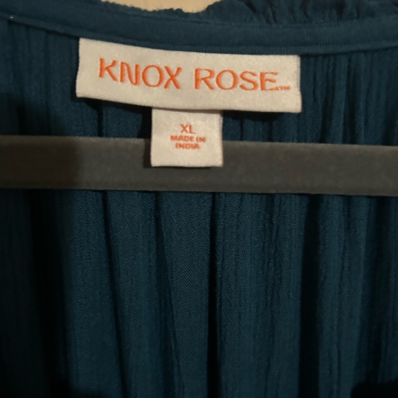 Knox Rose Blue Pleated Sheath Dress with Bishop Sleeves - Picture 4 of 5